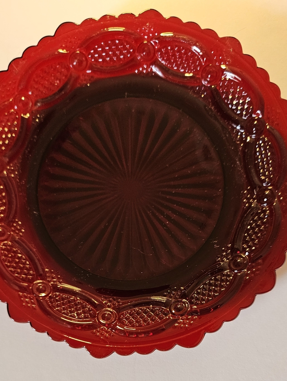 Vintage Avon 1876 Cape Cod Ruby Red Rimmed Salad/Dessert Plate (7.25)